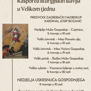 Raspored liturgijskih slavlja u Velikom tjednu